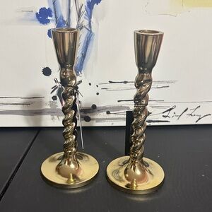 Tahari brass taper candle sticks set of 2